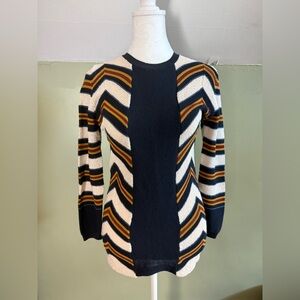 Burberry Prorsum Chevron Striped Cotton/Silk Blend Sweater